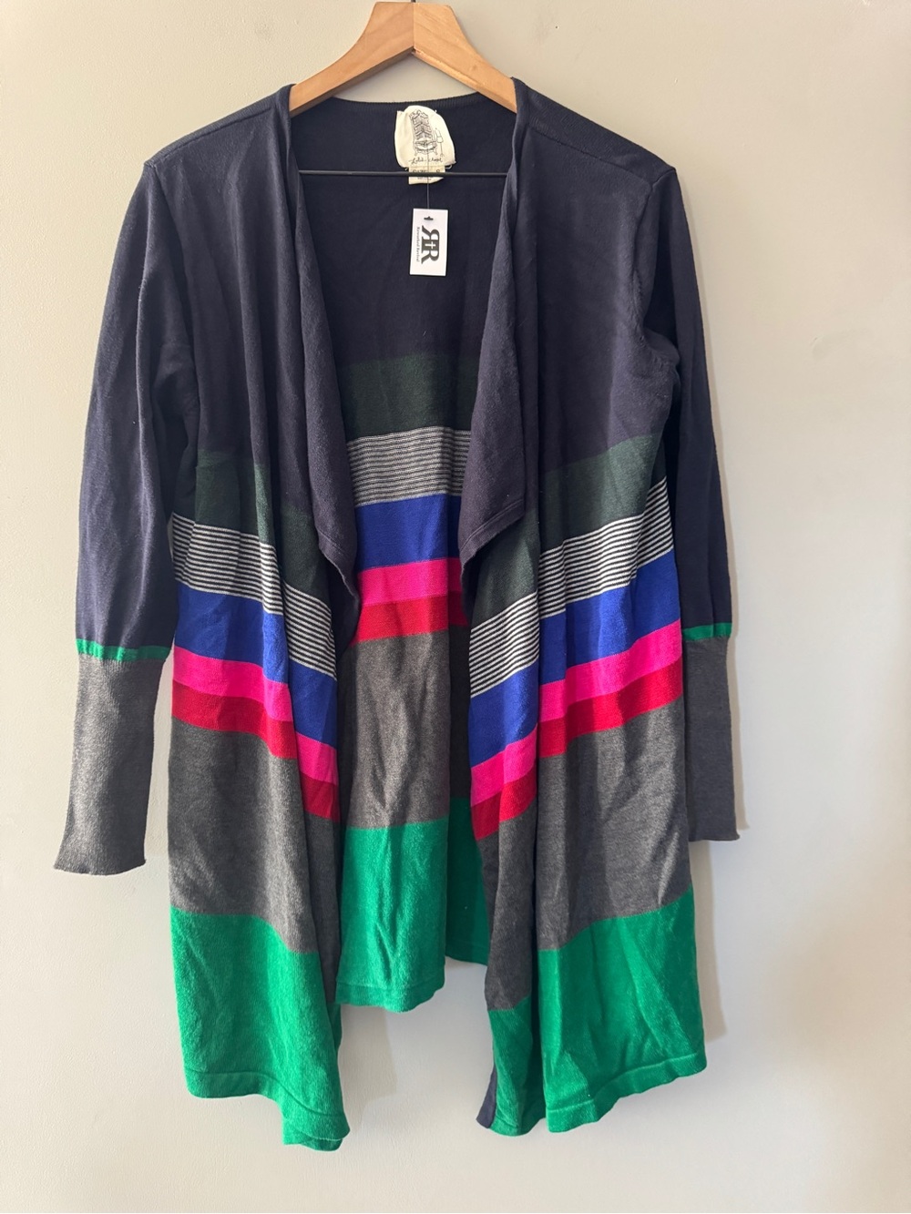 Anthropologie Lili’s Closet | June striped open front neon cardigan sweater | S